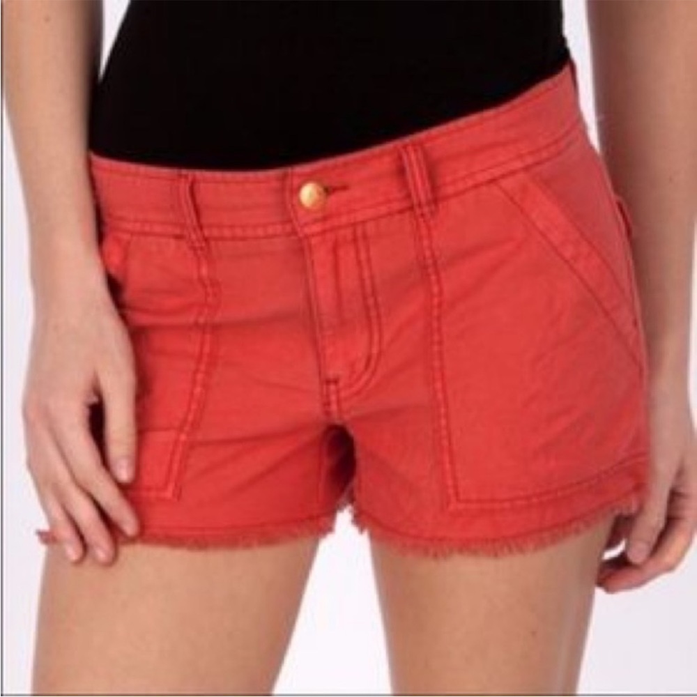 Free People Coral Slub Sateen Utility Shorts